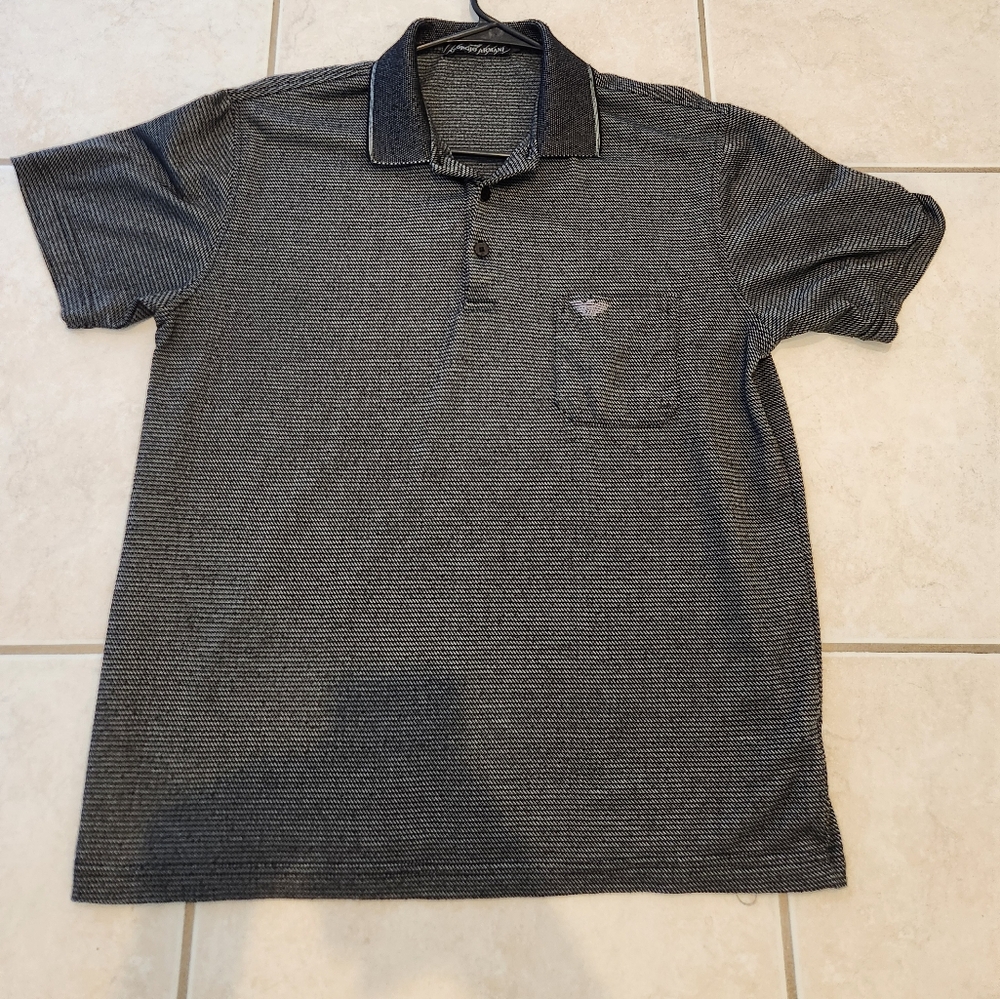 Giorgio Armani Black and Gray Polo Shirt
